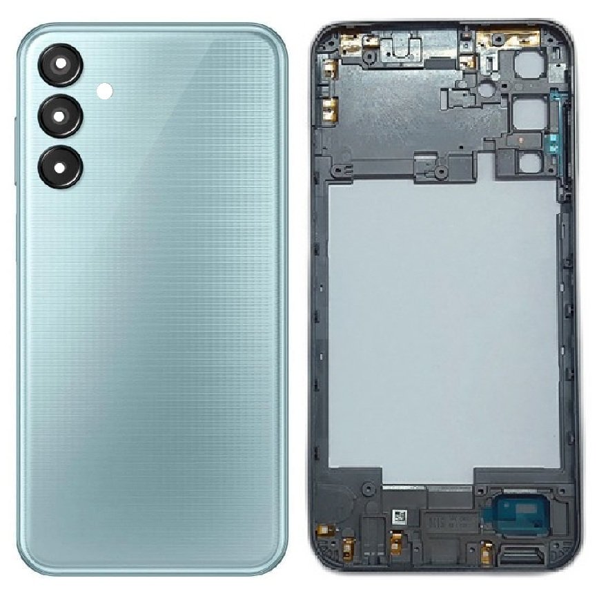 Compatible Replacement Samsung Galaxy M15 5G Full Body Housing Replacement Back Frame Middle Chassis with Side Keys – Grey, Blue & Green Color: GREEN
